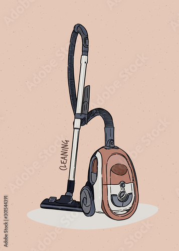 Vacuum cleaner, hand draw sketch vector.