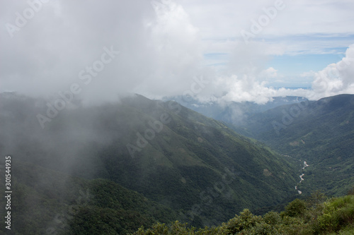 View of hills and dense clouds at high altitudes  Cherrapunji  Meghalaya