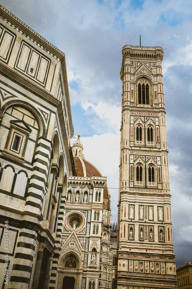 Details of the facade of the cathedral of Florence Italy