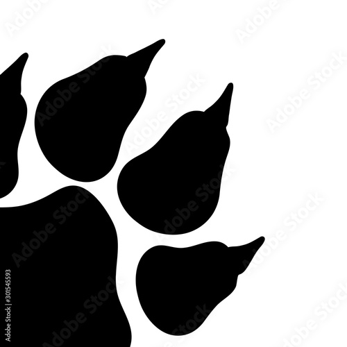 Vector silhouette of dog´s paw on white background. Symbol of animal, pet, cat, foot, wild.