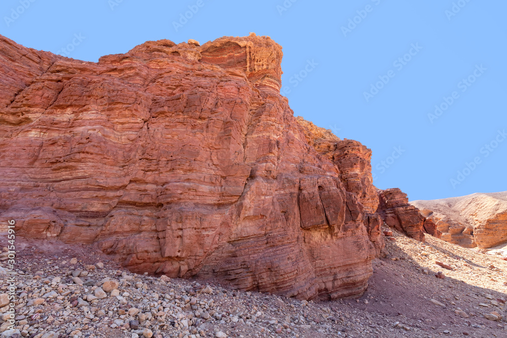 Erosive colored hills of the Red Canyon in the Eilat Mountains. Israel