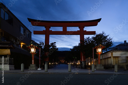 Entrace of Fushimi Inari-taisha shrine in Kyoto,Japan at sunrise