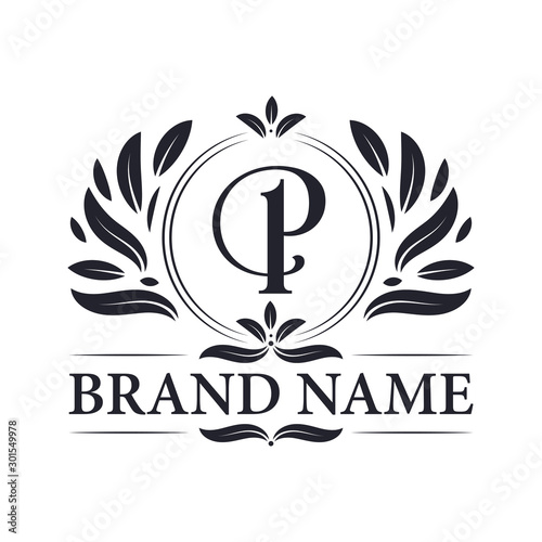 Luxury logo design Letter P logo. Vintage elegant ornamental alphabet P letter logo design.