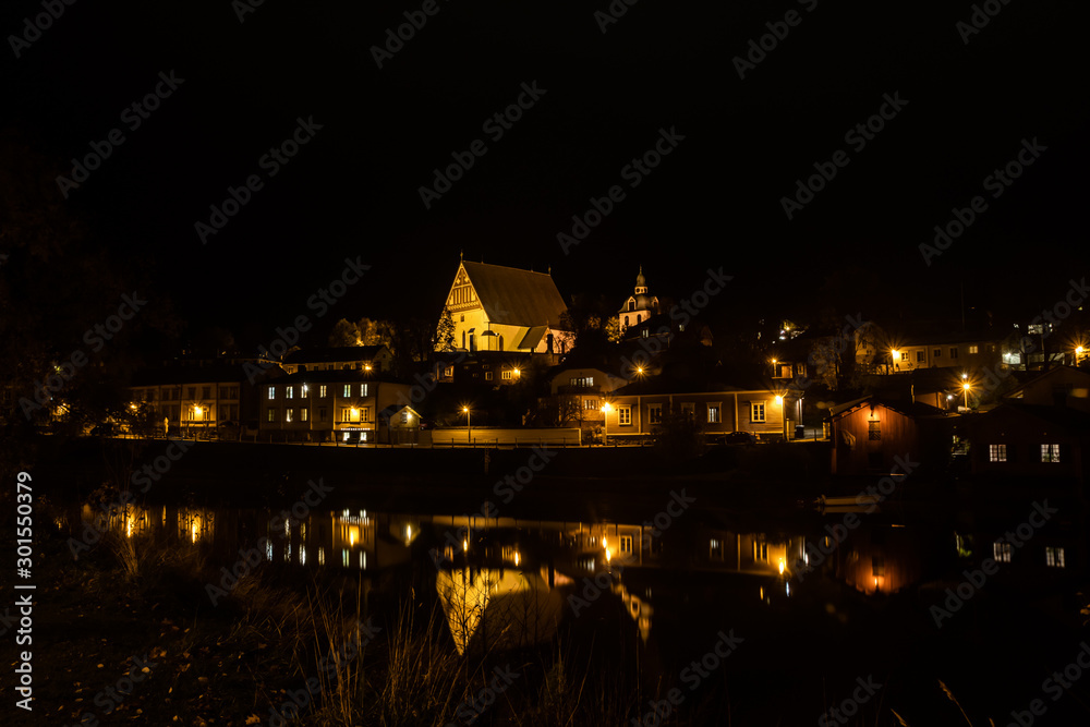 Night view of old Porvoo at autumn, Finland. Night view of old Porvoo at autumn, Finland.