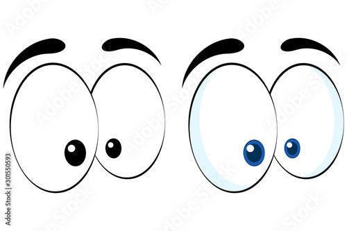 Cartoon faces. Expressive eyes and mouth, smiling, crying and surprised character face expressions. Caricature comic emotions or emoticon doodle. Isolated vector illustration icons set