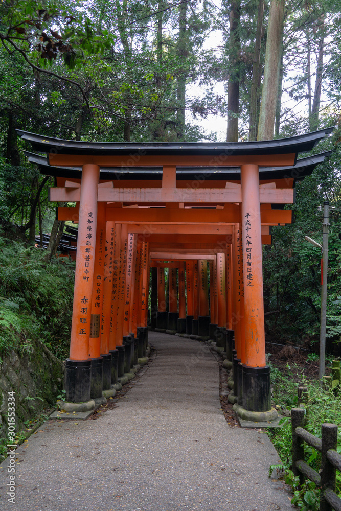 Red Torii gates in Fushimi Inari shrine in Kyoto, Japan Red Torii gates in Fushimi Inari shrine in Kyoto, Japan