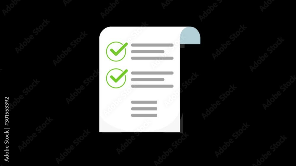 Paper with checklist animation isolated on transparent background,PNG Alpha Channels