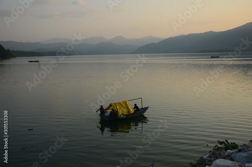 Beautiful sunset view of Govind sagar lake at Bilaspur on Monday. Photo by Pradeep Kumar  photo