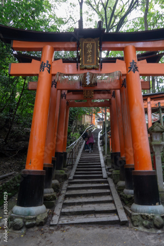 Red Torii gates in Fushimi Inari shrine in Kyoto  Japan