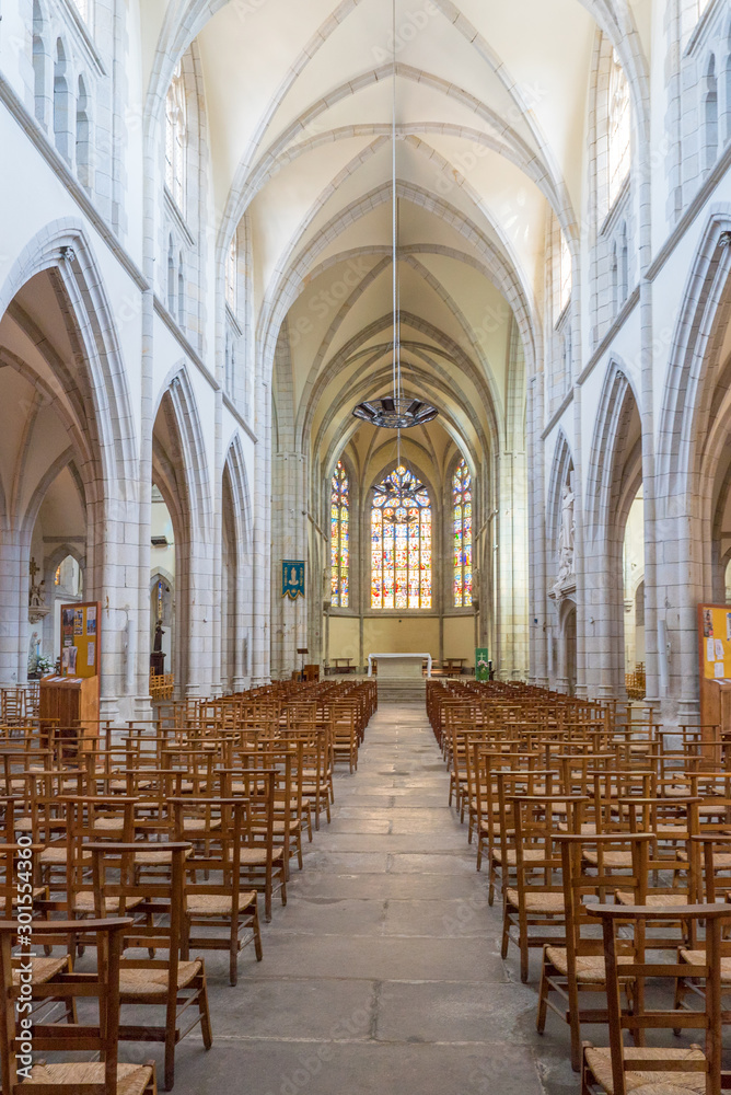 interior view of the Saint Mathieu Church in Quimper in Brittany