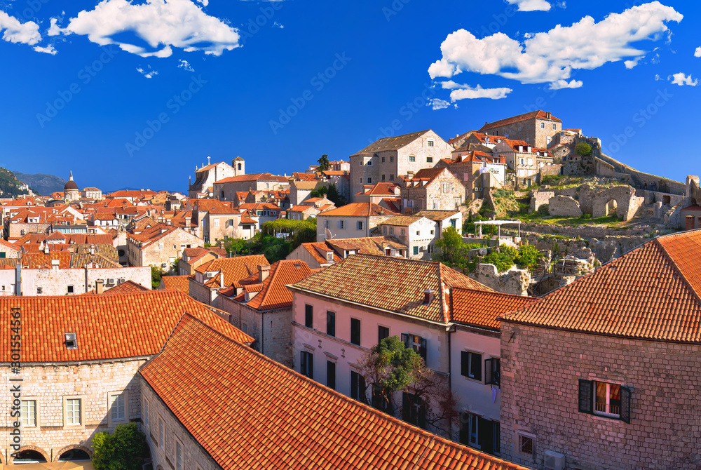 Historic town of Dubrovnik panoramic view from walls