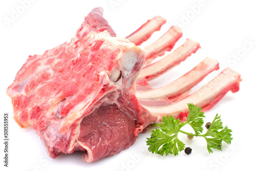 Lamb ribs on a white background