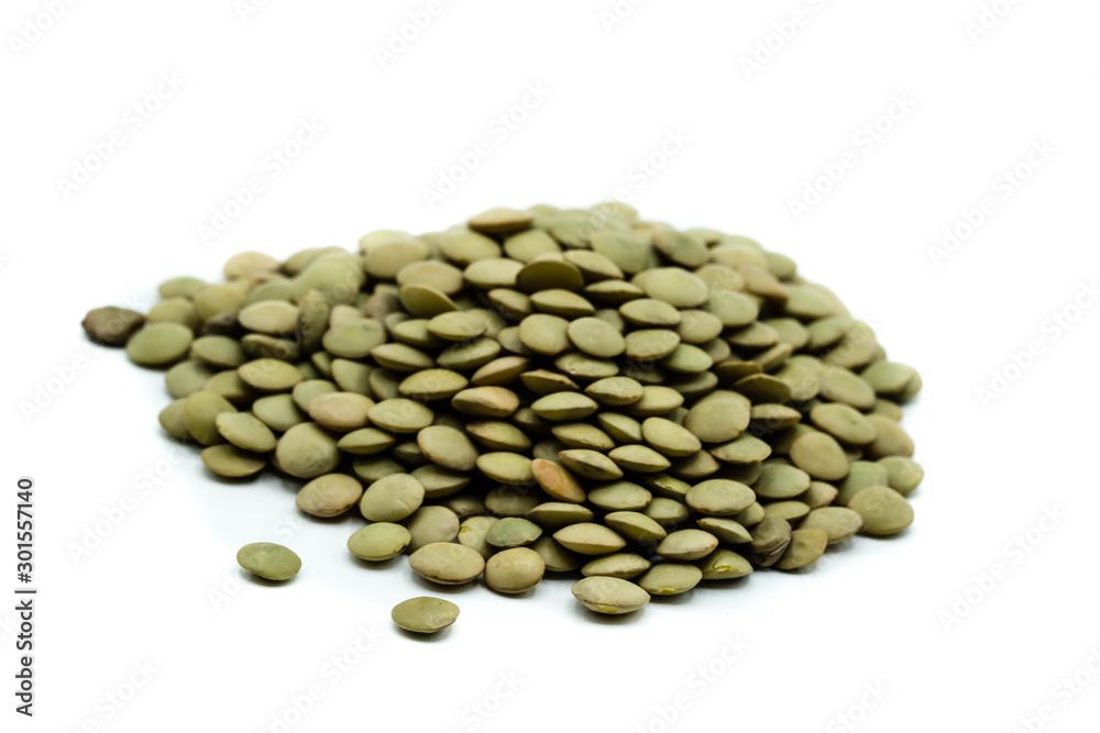 Bunch of brown lentils legume isolated on white background Bunch of brown lentils legume isolated on white background