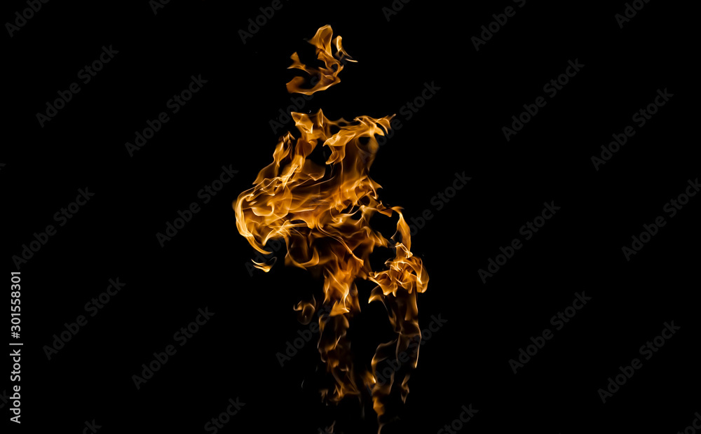 Fire flames on black background. fire on black background isolated. fire patterns