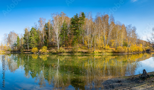 Autumn forest by the lake