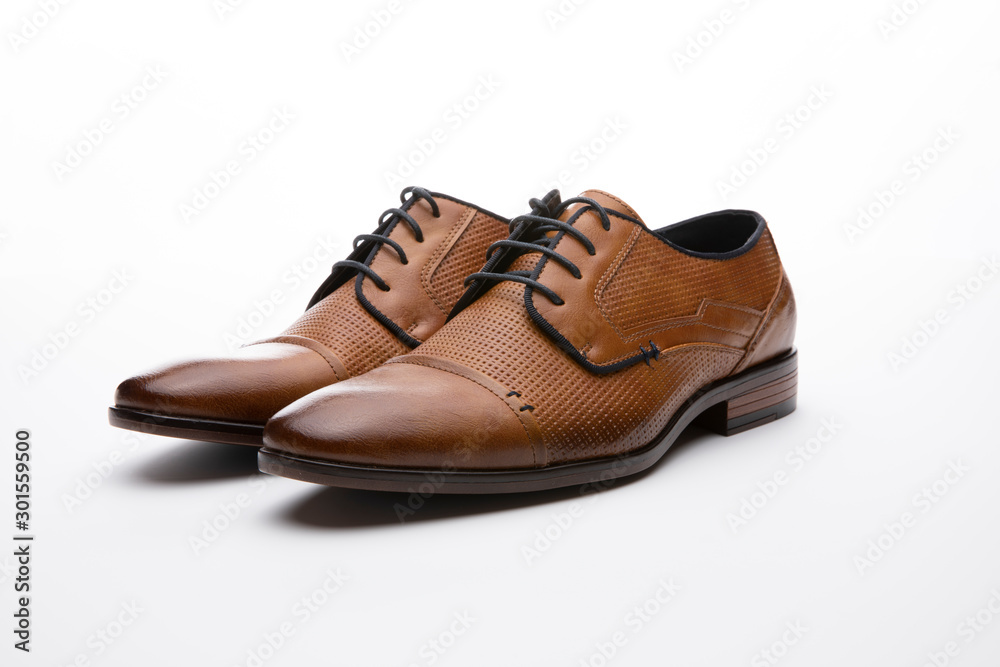 Businessschuhe vor weißem Hintergrund / brown leather shoos