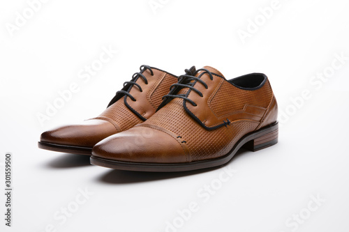 Businessschuhe vor weißem Hintergrund / brown leather shoos