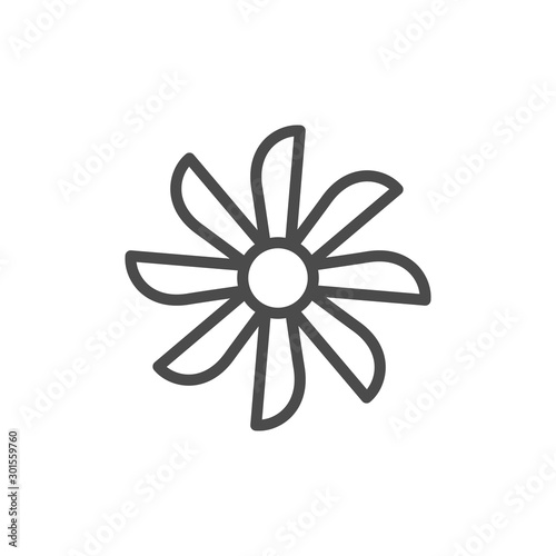 Fan line outline icon and wind equipment