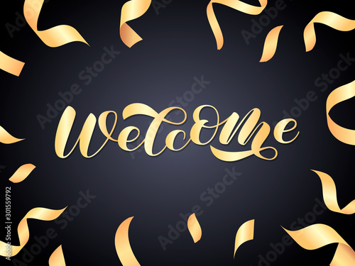 Welcome brush lettering. Vector illustration for card or poster