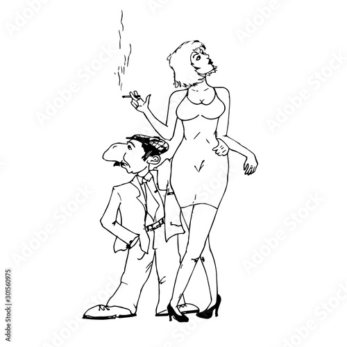 Obraz na plátně A husband of short stature with a very tall wife