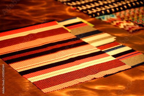 Beautiful photo of colored fabrics and parallel stripes