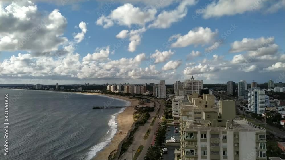 Aerial view of coastline with beach in Punta del Este city, Uruguay Aerial view of coastline with beach in Punta del Este city, Uruguay