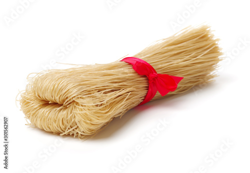 Chinese staple food, Bean threads Noodles on white background  photo