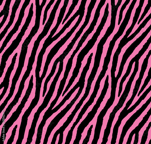 Seamless pink ebra pattern 80s 90s style.Fashionable exotic animal print