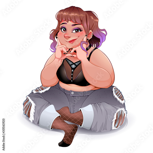 Portrait of a curvy smiling and happy girl