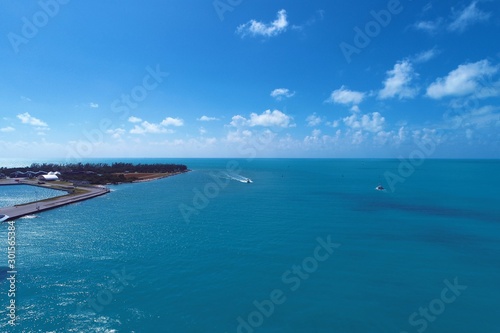 Aerial view of nearst Fort Zachary Taylor, Key West, Florida, United States. Caribbean sea. Great landscape. Travel destination. Tropical travel. © ByDroneVideos