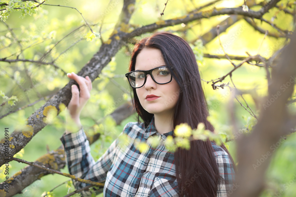 A girl travels the summer in the country A girl travels the summer in the country