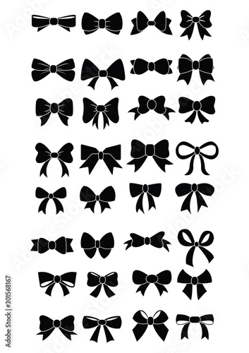 Set of graphical decorative bows.