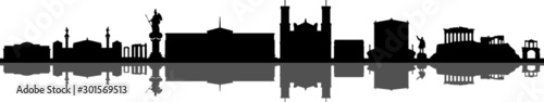 Athens City Greece Skyline Vector Silhouette