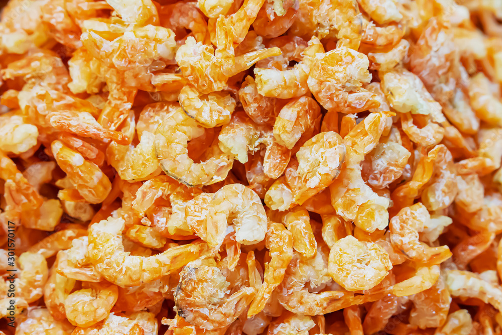 Small shrimp are dried until orange. For cooking Thai food. Small shrimp are dried until orange. For cooking Thai food.