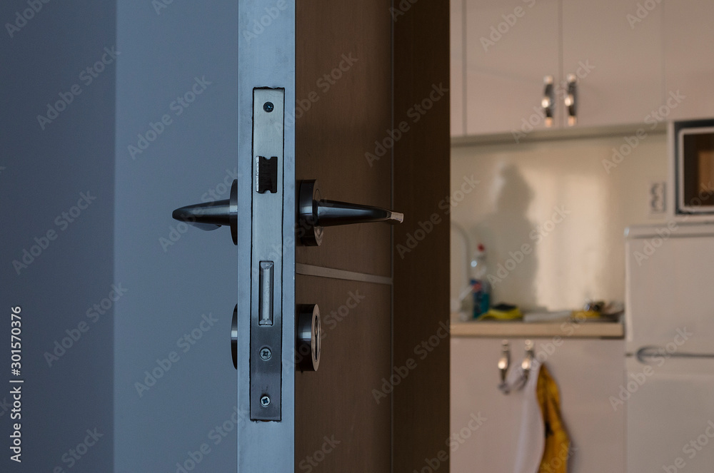 Close up of abstract interior door lock Close up of abstract interior door lock