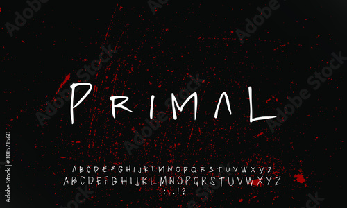 primal brush font alphabet handwritten vector design illustration