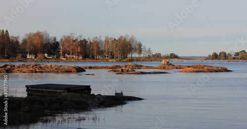 Autumn day in Dalsland, Sweden. Landscape at the shore of Lake Vanern.