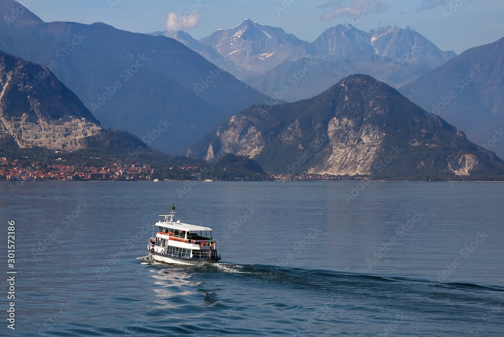 Lake Lago di Maggiore in the morning (Italy)