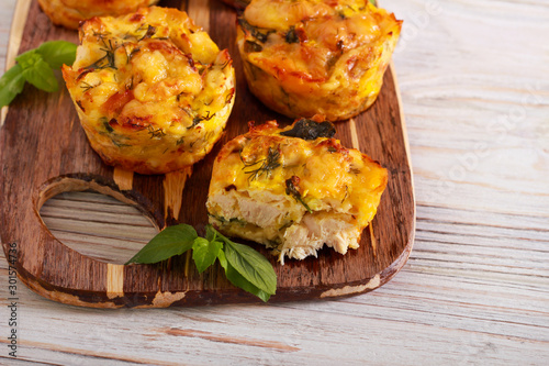chicken, cheese and herbs mini pies