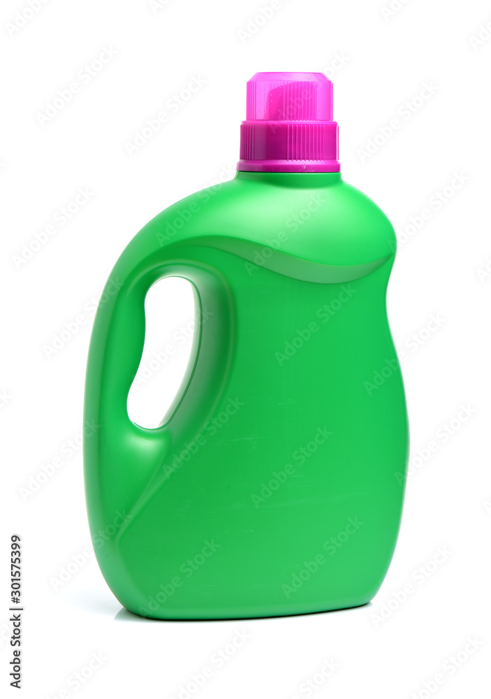 Plastic detergent container on white background Plastic detergent container on white background