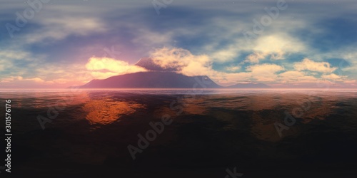 Sea sunset  HDRI  environment map   Round panorama  spherical panorama  equidistant projection  panorama 360  seascape 