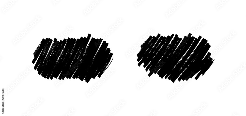 Set strokes with marker. Vector isolated illustration.