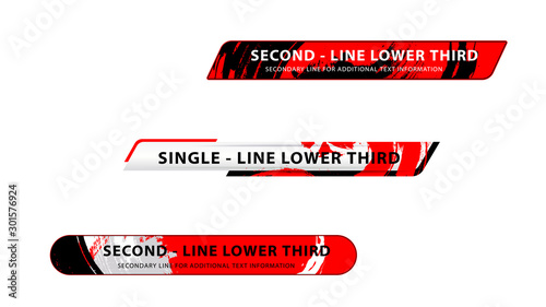 Vector video headline title or television news bar design template isolated on white background