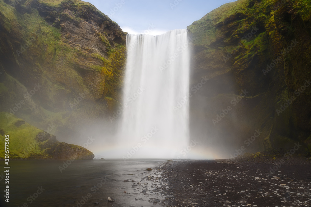 Naklejka premium Dramatic View of Skogafoss Waterfall, Iceland