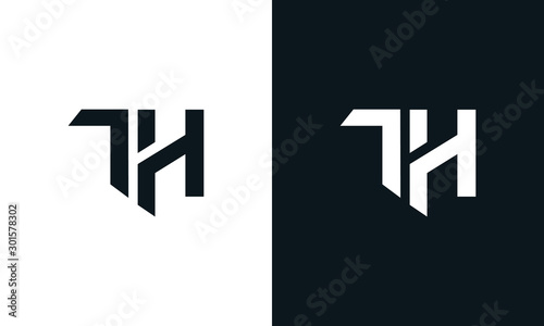 Minimalist abstract letter TH logo. This logo icon incorporate with two abstract shape in the creative process. photo