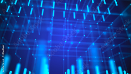Big data visualization. 3d rendering.Abstract background with connecting dots and lines.Abstract geometric background.