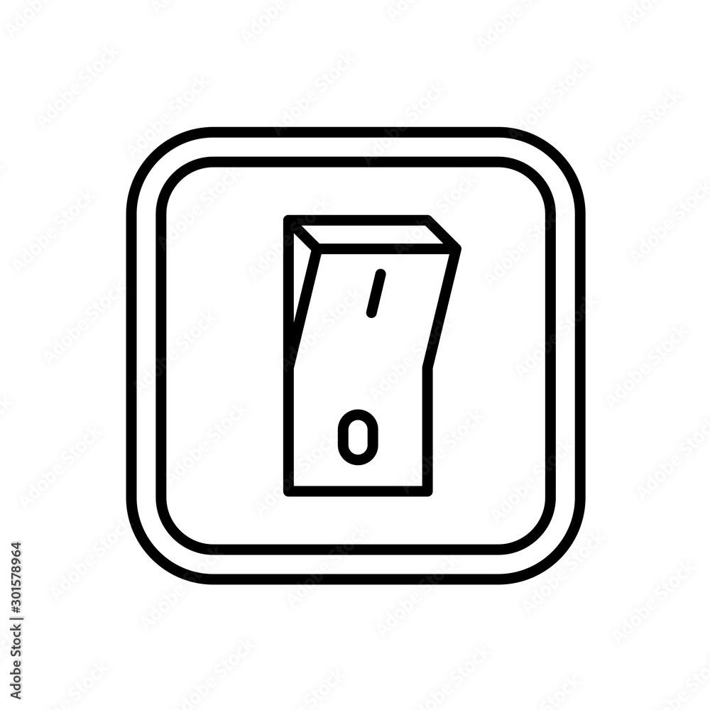 Vettoriale Stock Electric switch icon. Indoor wall mount on off light or  power switch symbol. Adjustable stroke width. | Adobe Stock
