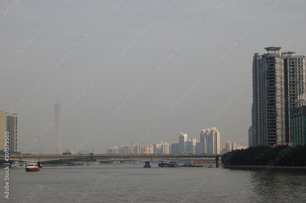 A bridge over the Pearl River in Guangzhou, China