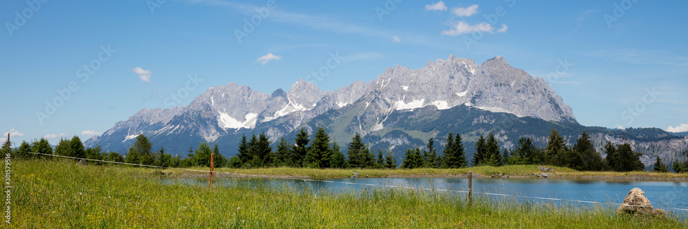 Schlossbergsee, Wilder Kaiser, Kaisergebirge, Kitzbüheler Alpen, Tirol, Österreich, Europa