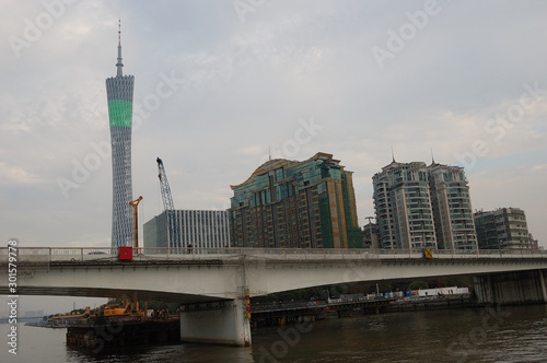 The Canton Tower of Guangzhou, China, as seen from the Pearl River